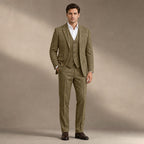 Three Piece Suit Herringbone Slim Fit in Khaki – Tarlano Premium Menswear
