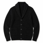 Cardigan Slim Fit Lapel Button-Up Knit Black – Product Photo