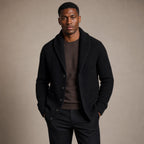 Cardigan Slim Fit Lapel Button-Up Knit in Black – Tarlano Premium Menswear