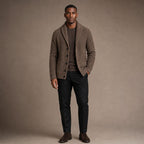Cardigan Slim Fit Lapel Button-Up Knit Brown – Full Look