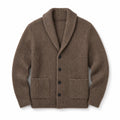 Cardigan Slim Fit Lapel Button-Up Knit Brown – Product Photo