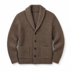 Cardigan Slim Fit Lapel Button-Up Knit Brown – Product Photo