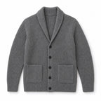Cardigan Slim Fit Lapel Button-Up Knit Gray – Product Photo