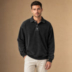 Polo Shirt Drop Shoulder Relaxed Fit in Black – Tarlano Premium Menswear