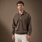 Polo Shirt Drop Shoulder Relaxed Fit in Brown – Tarlano Premium Menswear