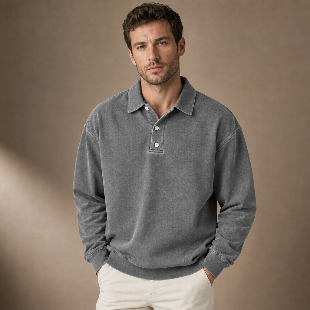 Polo Shirt Drop Shoulder Relaxed Fit Gray – Product Photo