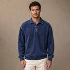 Polo Shirt Drop Shoulder Relaxed Fit in Navy Blue – Tarlano Premium Menswear