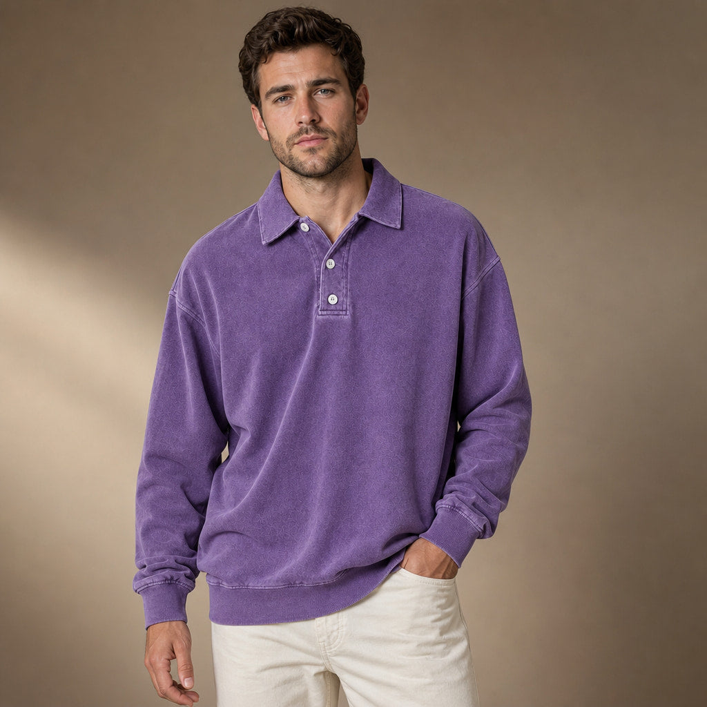Polo Shirt Drop Shoulder Relaxed Fit Purple – Product Photo