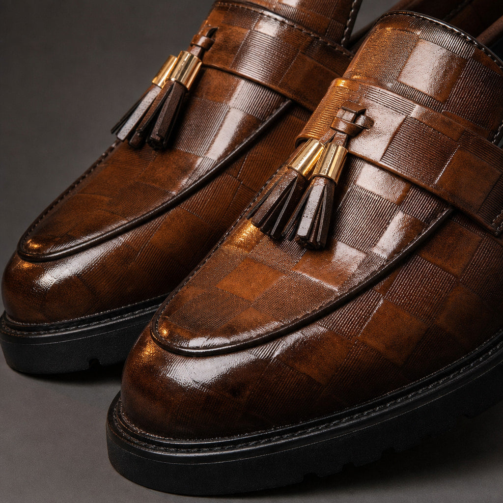 Tassel Loafer Leather Brown – Fabric and Detail Close-Up