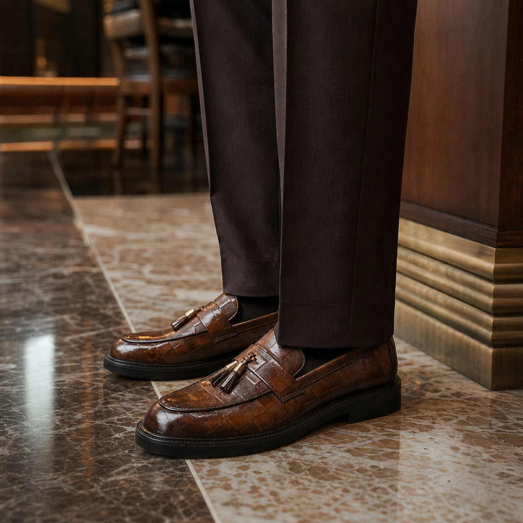 Tassel Loafer Leather Brown – Styled Editorial Shot