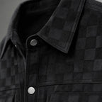 Checked Jacket Velour Suede Black – Fabric and Detail Close-Up