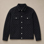 Checked Jacket Velour Suede Black – Flat Lay Product Photo