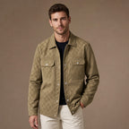 Checked Jacket Velour Suede in Khaki – Tarlano Premium Menswear
