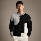 Color Block Knit Sweater Crew Neck in Black – Tarlano Premium Menswear