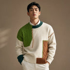 Color Block Knit Sweater Crew Neck in Green – Tarlano Premium Menswear