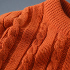 Color Block Knit Sweater Crew Neck Orange – Fabric and Detail Close-Up