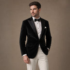 Velvet Blazer Single Breasted Black – Side Angle View