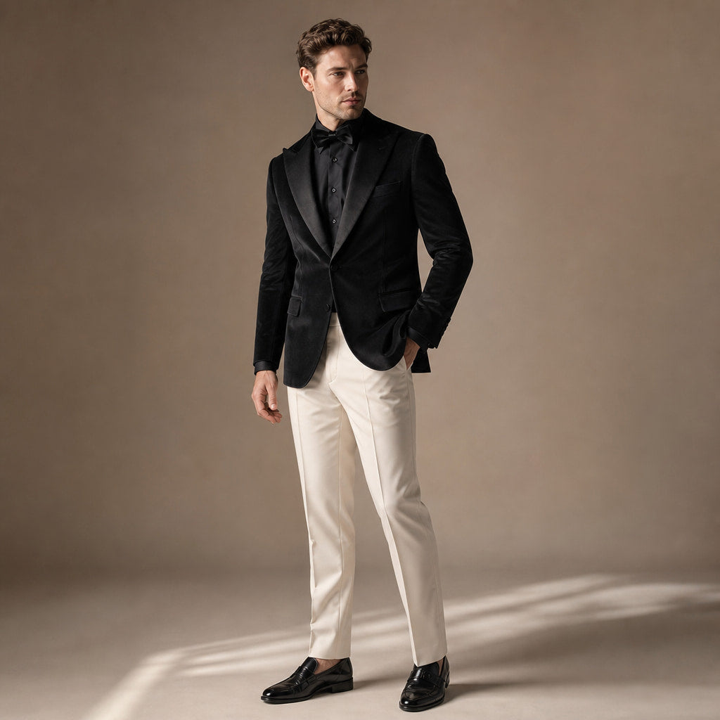 Velvet Blazer Single Breasted Black – Full Look