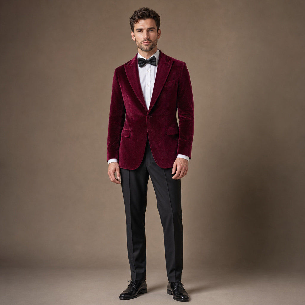 Velvet Blazer Single Breasted in Burgundy – Tarlano Premium Menswear