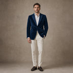 Velvet Blazer Single Breasted Navy – Product Photo