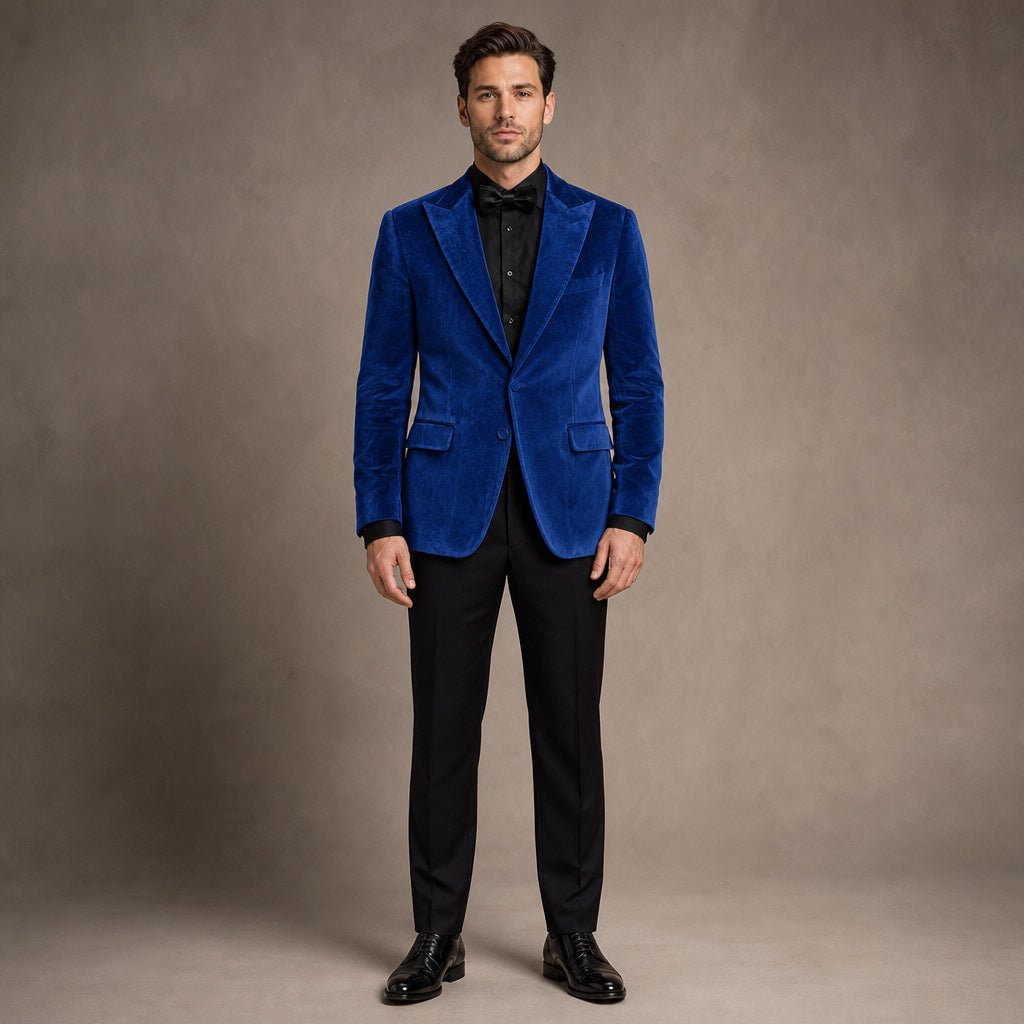 Velvet Blazer Single Breasted Royal Blue – Product Photo
