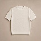 Textured Knit T-Shirt Crew Neck Beige – Product Photo
