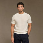 Textured Knit T-Shirt Crew Neck in Beige – Tarlano Premium Menswear