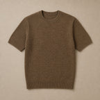 Textured Knit T-Shirt Crew Neck Brown – Product Photo