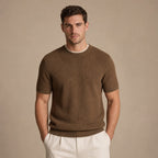 Textured Knit T-Shirt Crew Neck in Brown – Tarlano Premium Menswear