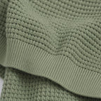 Textured Knit T-Shirt Crew Neck Green – Fabric and Detail Close-Up