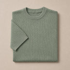 Textured Knit T-Shirt Crew Neck Green – Product Photo