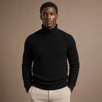 Turtleneck Sweater Cable Knit Slim Fit in Black – Tarlano Premium Menswear