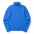 Turtleneck Sweater Cable Knit Slim Fit Blue – Product Photo