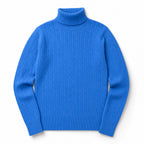 Turtleneck Sweater Cable Knit Slim Fit Blue – Product Photo