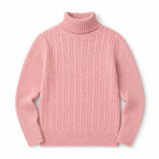 Turtleneck Sweater Cable Knit Slim Fit Pink – Product Photo
