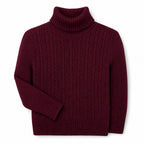 Turtleneck Sweater Cable Knit Slim Fit Wine – Product Photo