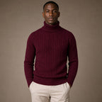 Turtleneck Sweater Cable Knit Slim Fit in Wine – Tarlano Premium Menswear