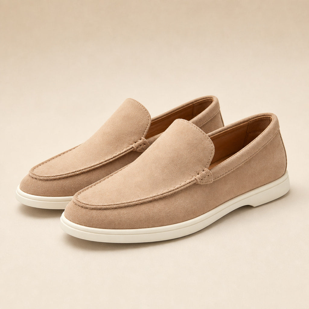 Loafer Shoes Suede Slip-On Driving Shoe Beige – Product Photo