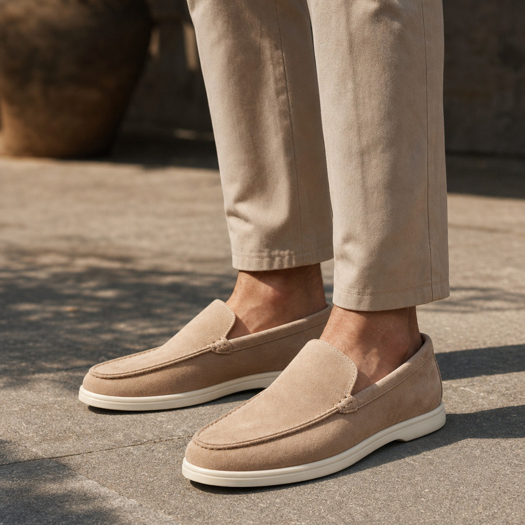 Loafer Shoes Suede Slip-On Driving Shoe in Beige – Tarlano Premium Menswear