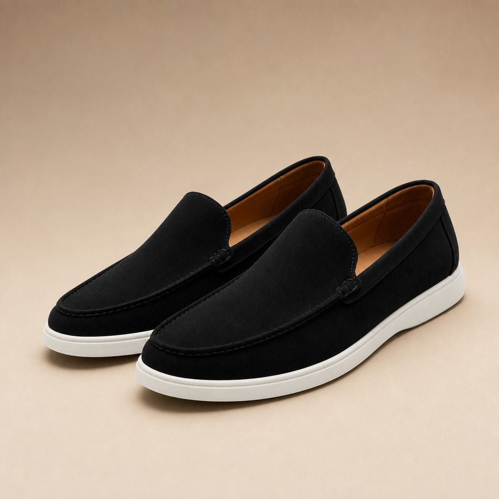 Loafer Shoes Suede Slip-On Driving Shoe Black – Product Photo