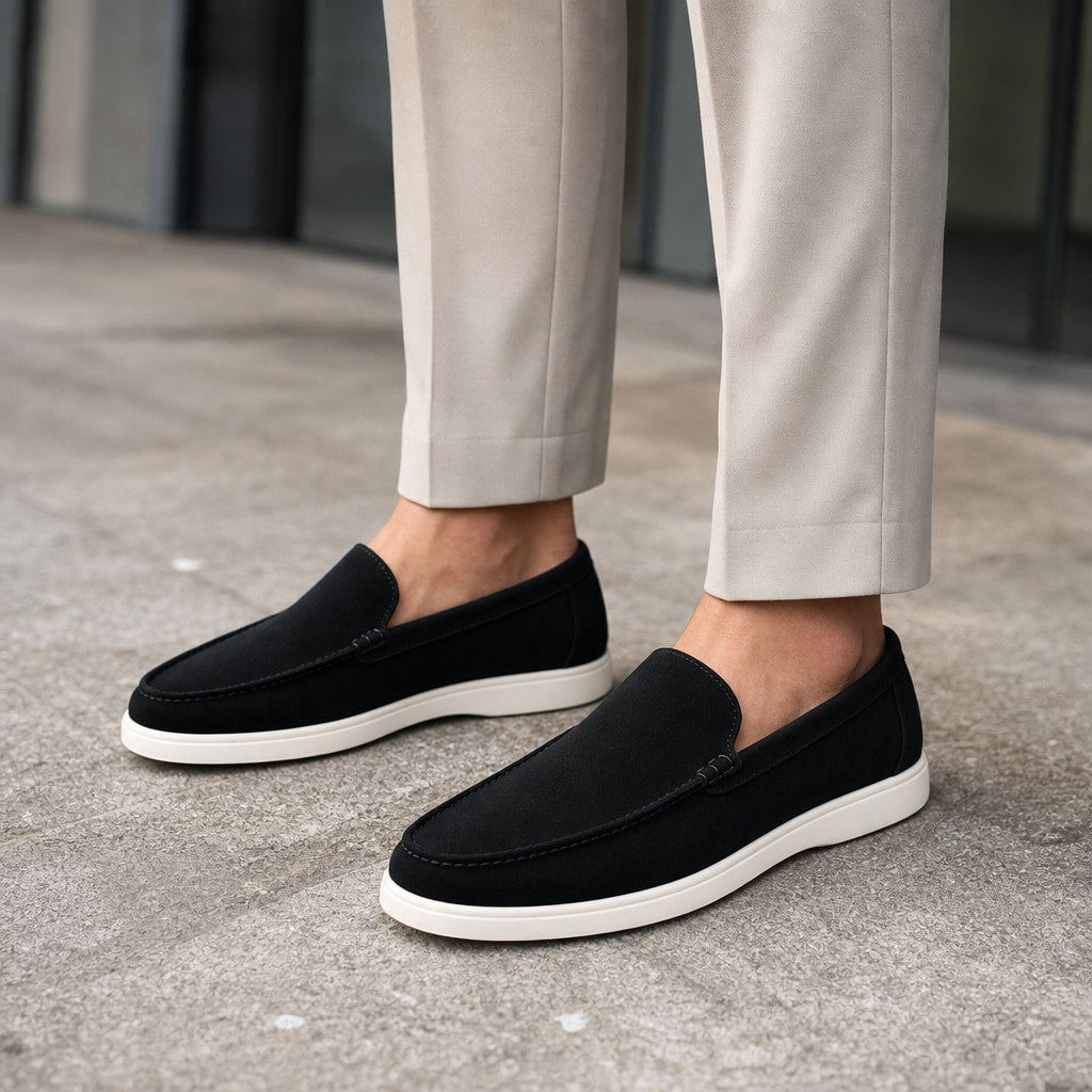 Loafer Shoes Suede Slip-On Driving Shoe in Black – Tarlano Premium Menswear