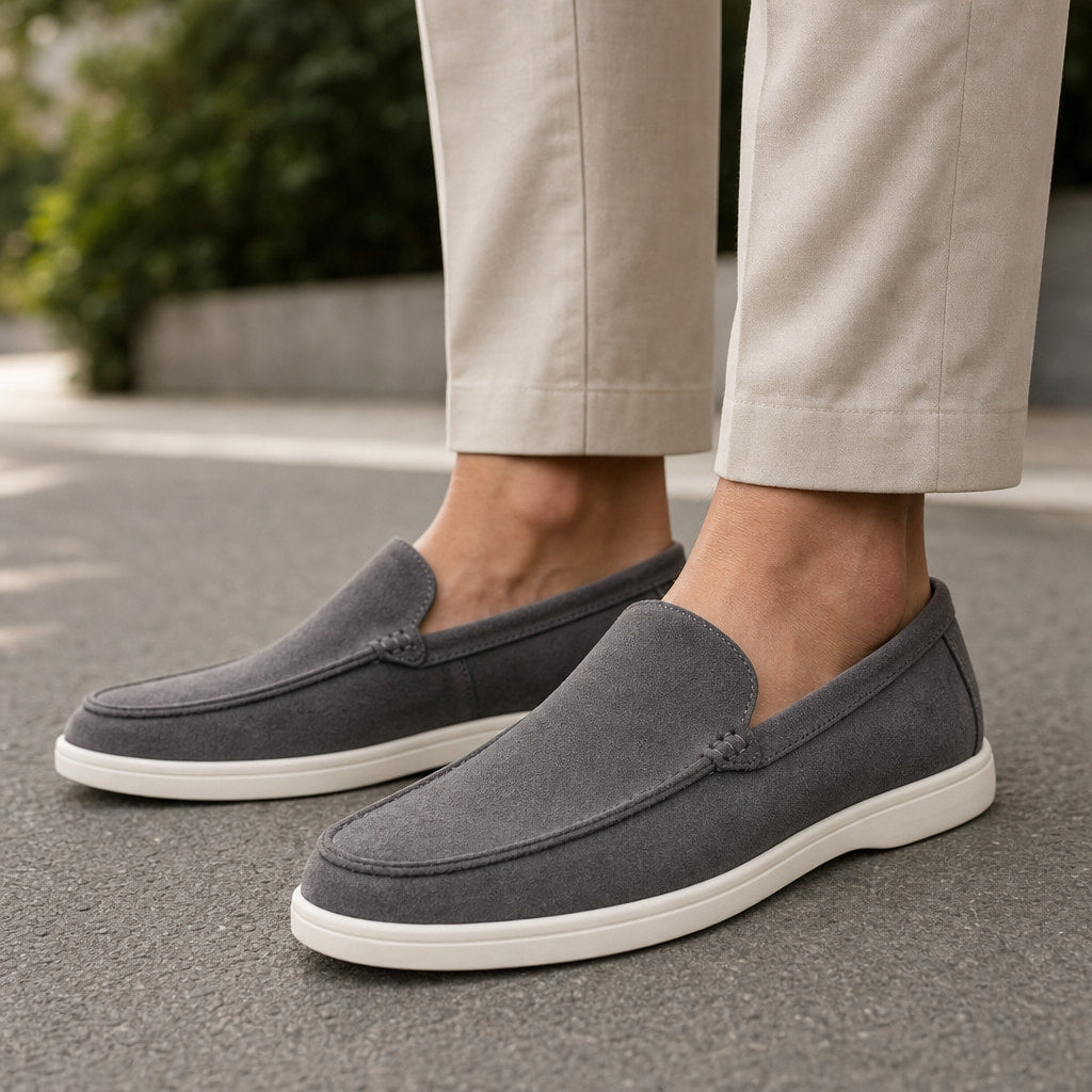 Loafer Shoes Suede Slip-On Driving Shoe in Charcoal – Tarlano Premium Menswear
