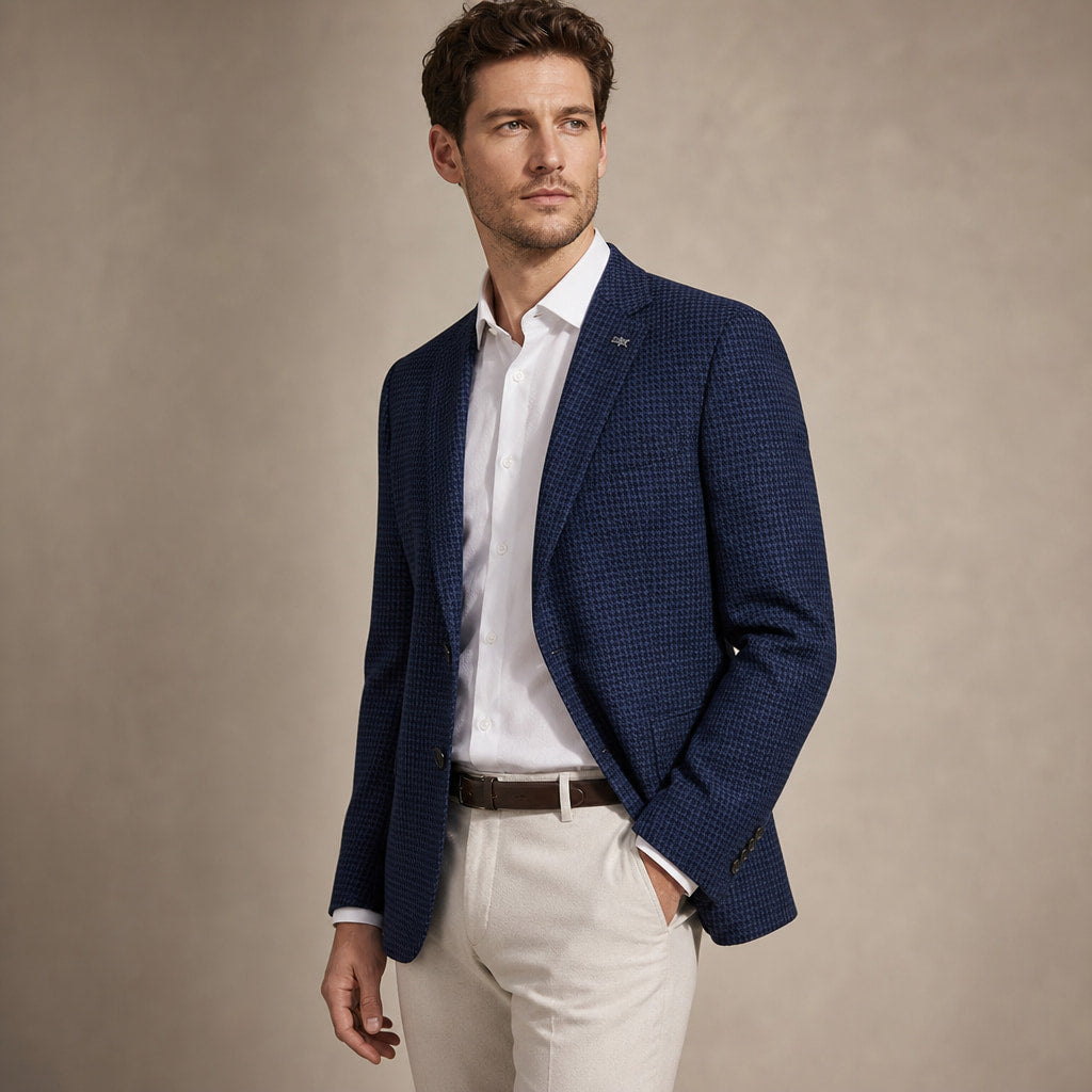 Slim Fit Blazer Navy Blue Navy Blue – Side Angle View
