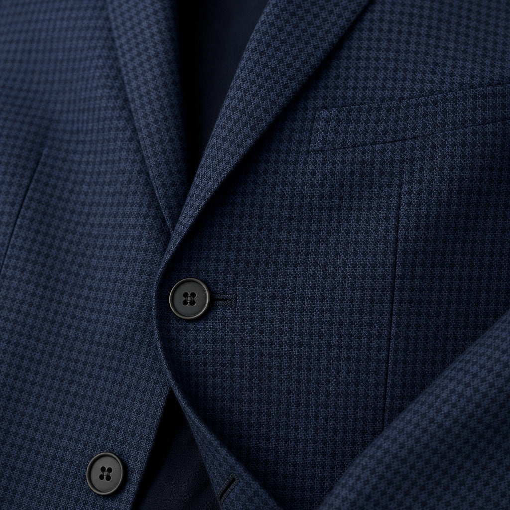 Slim Fit Blazer Navy Blue Navy Blue – Fabric and Detail Close-Up