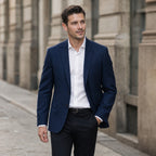 Slim Fit Blazer Navy Blue Navy Blue – Styled Editorial Shot