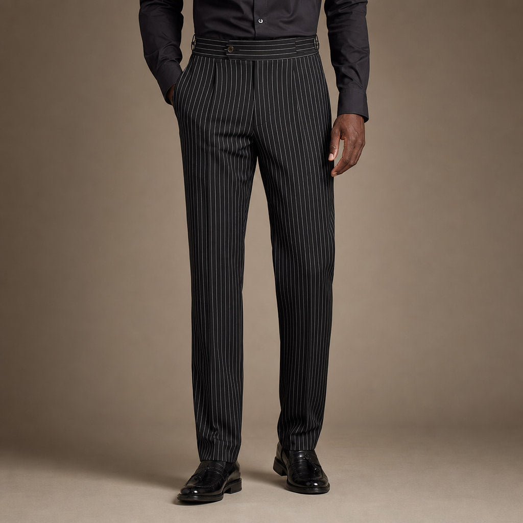 Dress Pants Pleated Front Striped in Black – Tarlano Premium Menswear