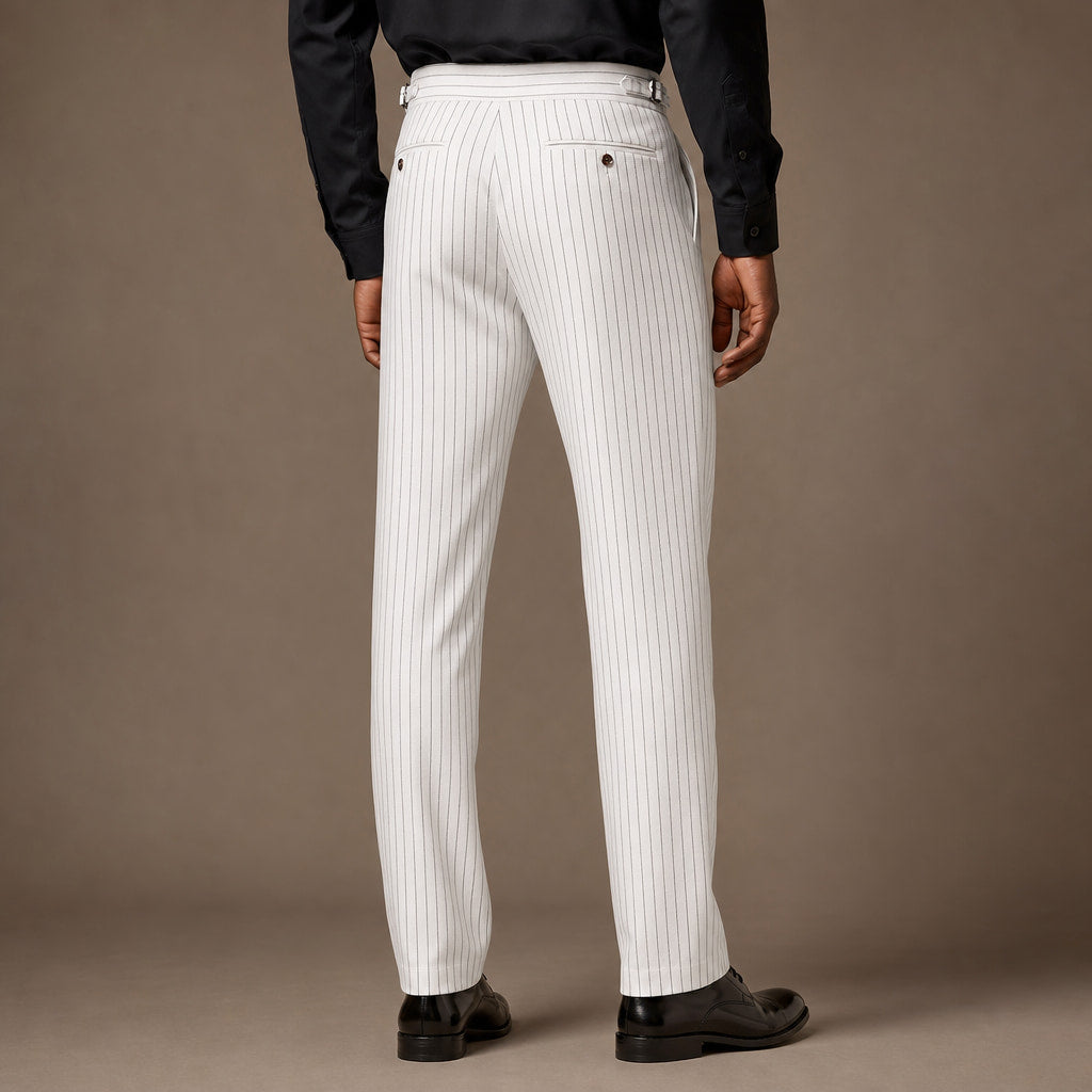 Dress Pants Pleated Front Striped White – Full Look