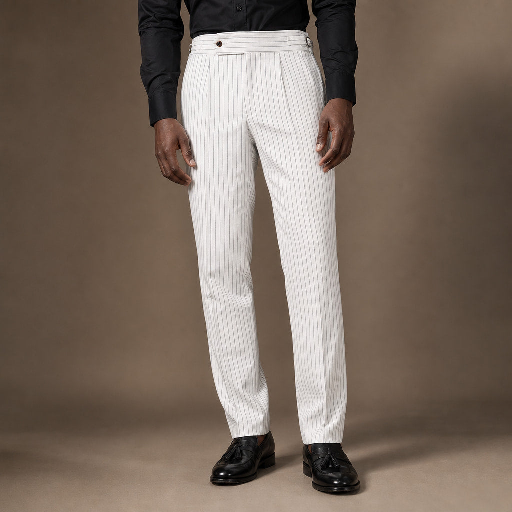 Dress Pants Pleated Front Striped in White – Tarlano Premium Menswear