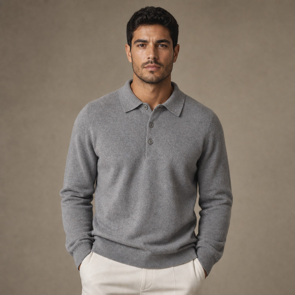 Quarter Zip Sweater Polo Collar Ribbed Knit in Gray – Tarlano Premium Menswear