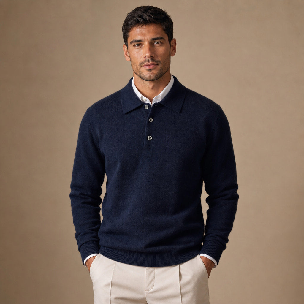 Quarter Zip Sweater Polo Collar Ribbed Knit in Navy – Tarlano Premium Menswear